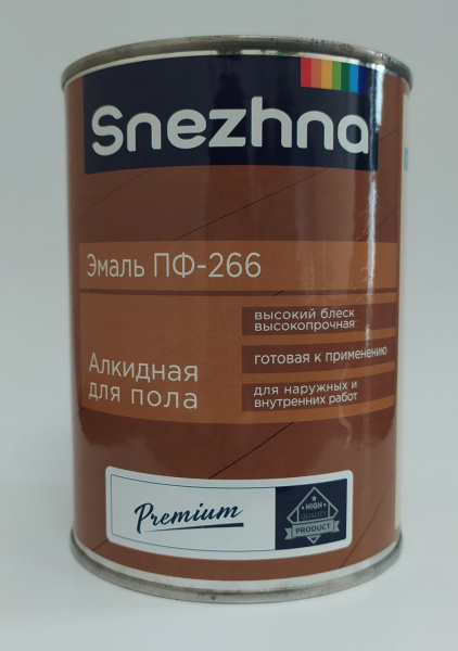 Эмаль для пола ПФ-266 "Snezhna Premium" желто-коричневая (0,9кг) (6) 