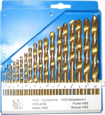 Набор сверл по металлу "888" HSS нитрид титана 1-10мм (19шт) (6863775) (10)            