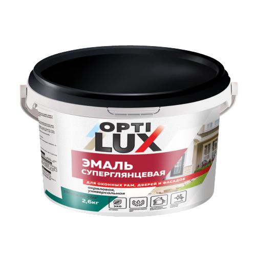 Эмаль акриловая "ОПТИЛЮКС" для оконных рам, дверей  СУПЕРГЛЯНЦЕВАЯ (0,5кг) (12/660) (00882977) 