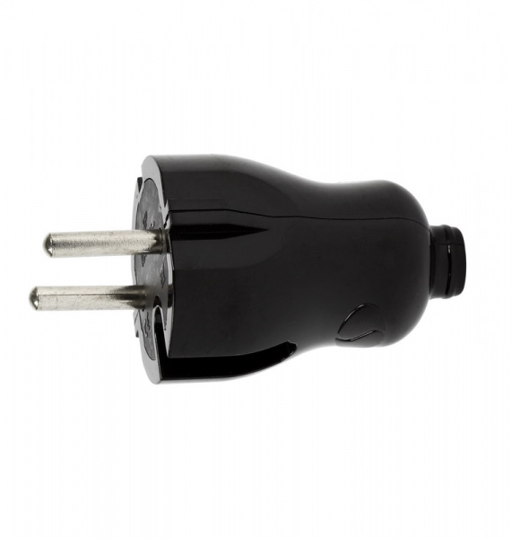 SmartBuy Вилка прямая черная 10А 250В (1) (SBE-10-P04-b) (80) 