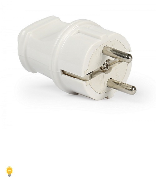 SmartBuy Вилка прямая белая 16А 250В с заземлением (1) (SBE-16-P01-w) (50) 