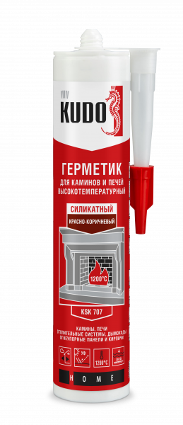 Герметик KUDO KSK-707 для печей и каминов высокотемпературный красно-корич. (280мл) (12) (KSK-707) 