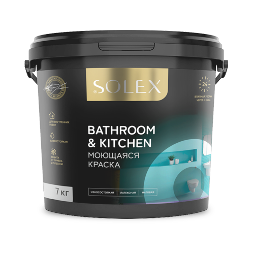 ВД краска "SOLEX" моющаяся BATHROOM & KITCHEN (7кг) (0254789989) 