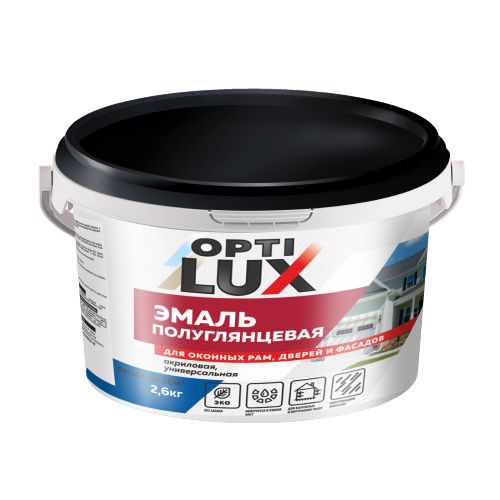 Эмаль акриловая "ОПТИЛЮКС" для оконных рам, дверей  ПОЛУГЛЯНЦЕВАЯ (2,6кг) (4/240) (022476) 