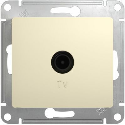 Schneider GLOSSA мех. розетка TV 1 мест. бежевая внутренняя (пласт.осн, оконечная, RG6, 1dB) (10) 